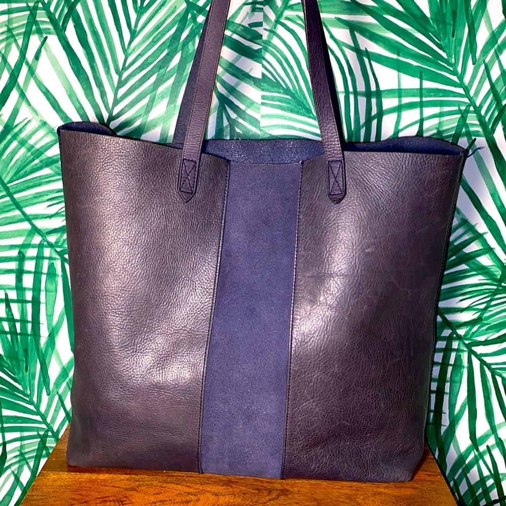Madewell Transport Blue Leather Tote